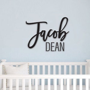 Custom Name Sign, First & Middle Name. First name is title case. Middle name is all uppercased & NOT connected. Personalized Name Sign, Handwritten Font Personalized Wood Name Sign. Wooden Name Childrens Name sign. Various colors and sizes available