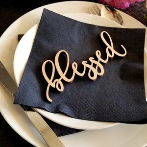 Blessed Place Cards, Blessed sign, Thanksgiving table setting, Holiday Decor Thanksgiving Place settings, Small Wood Blessed Sign Bild 3