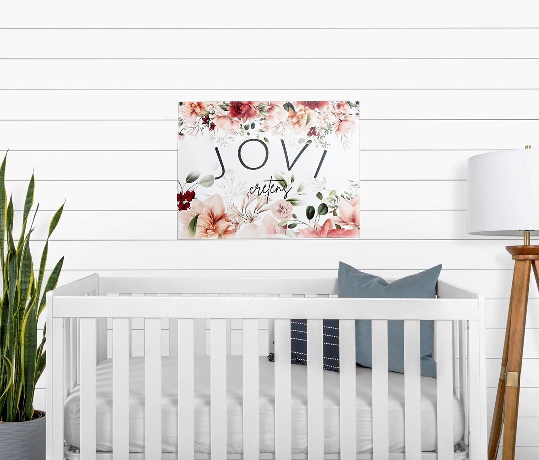 Custom Nursery Name Sign: Floral Canvas Wall Art - Etsy