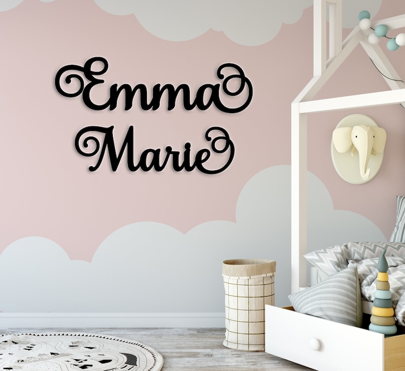 Custom Name Sign, First & Middle Name Sign, Backdrop Sign, Photo Prop Sign, Childrens Name Sign, Nursery Decor, Personalized Name Decor image 1