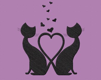 Embroidery design-Embroidery design-Cats in love-Cats in love