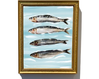 SARDINES Art Print - Unframed Oil Painting Print - Oil Painting Still Life - oil painting - French Kitchen Art - Restaurant Art