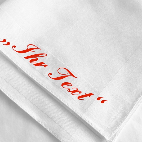 Personalisierter Text auf besticktem Taschentuch ⎮ Einstecktuch mit Name und Datum ⎮ individuelle Gastgeschenke Hochzeit ⎮ Personalisierung