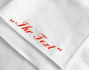 Personalisierter Text auf besticktem Taschentuch ⎮ Einstecktuch mit Name und Datum ⎮ individuelle Gastgeschenke Hochzeit ⎮ Personalisierung