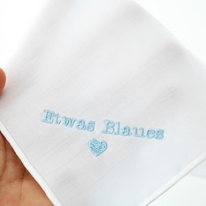 Something blue for the bride embroidered white handkerchief fabric bridal gift wedding wedding custom Nein, Danke