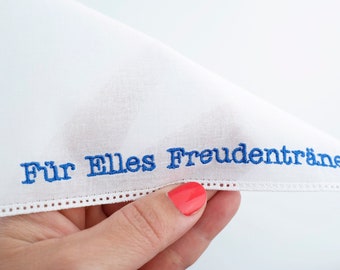 Freudentränen Taschentuch Hochzeit, besticktes Gastgeschenk mit Namen personalisiert, Hochzeitsgeschenk Braut & Bräutigam