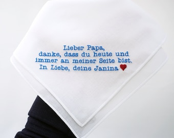 Embroidered pocket square / handkerchief for the bride's father for the wedding ⎮ wedding guest gift ⎮ groom's father gift