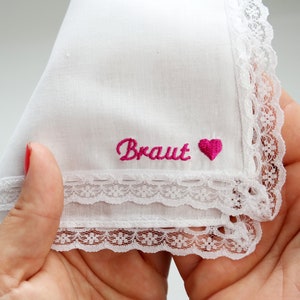 Embroidered handkerchief wedding, guest gift bride's parents, best man and grandparents, tears of joy fabric handkerchief, handkerchiefs fabric mit Symbol