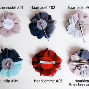 Chiffon flower with brooch pin, hairpin, hair clip or shoe clip on the back gift flower girl hair bloom Flower brooch image 2