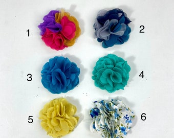 Chiffon flower with brooch pin, hairpin, hair clip or shoe clip on the back; gift flower girl; hair bloom; Flower brooch