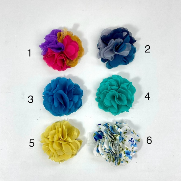 Chiffonblüte mit Broschennadel, Haarnadel, Haarklemme oder Schuhclip als Rückseite; Geschenk Blumenmädchen; Haarblüte; Blumenbrosche