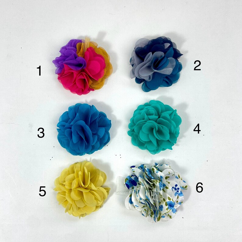 Chiffon flower with brooch pin, hairpin, hair clip or shoe clip on the back gift flower girl hair bloom Flower brooch image 1