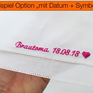 Embroidered handkerchief wedding, guest gift bride's parents, best man and grandparents, tears of joy fabric handkerchief, handkerchiefs fabric mit Datum + Symbol
