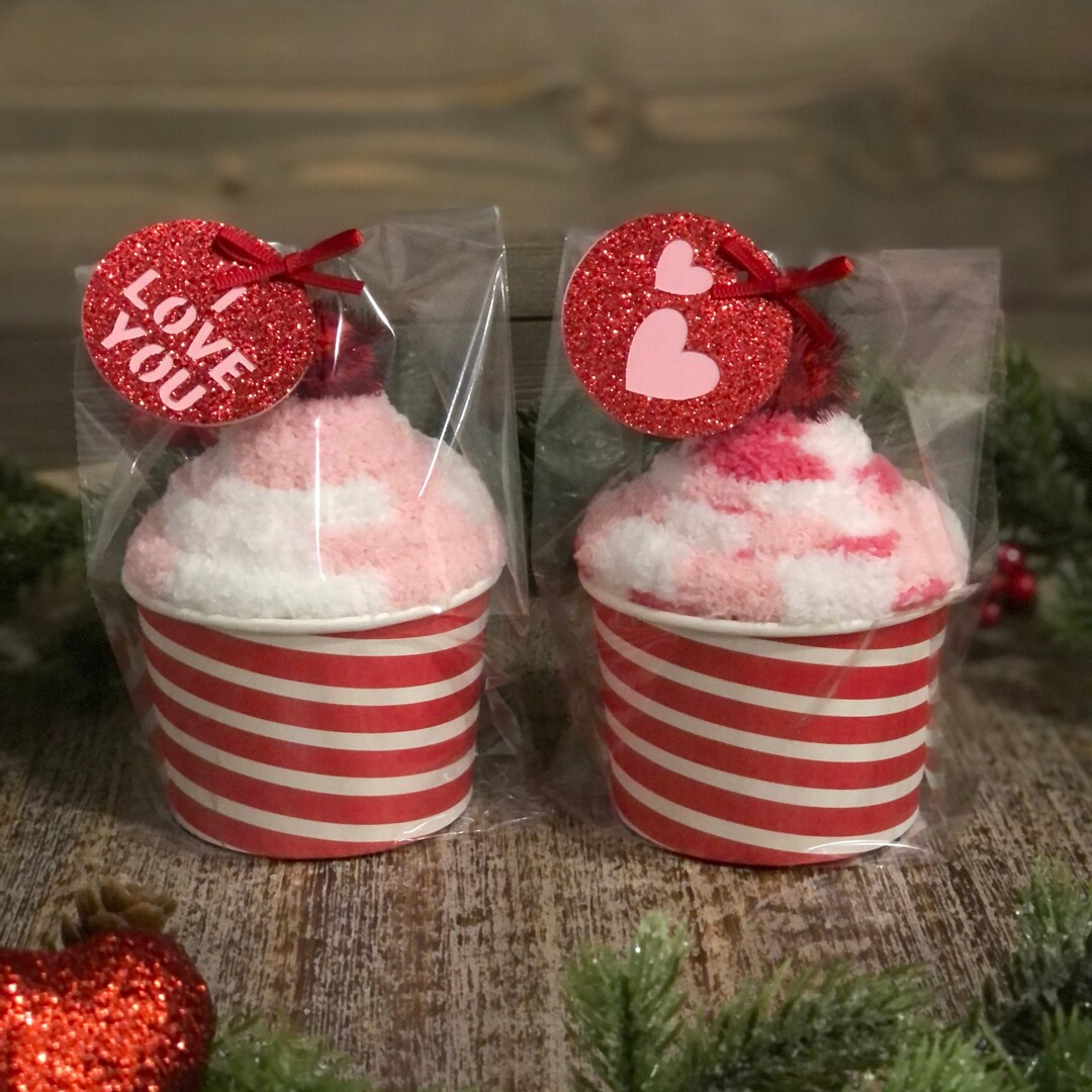 Valentines Fuzzy Sock Cupcake Valentines Day Gift Galentines Day Gift