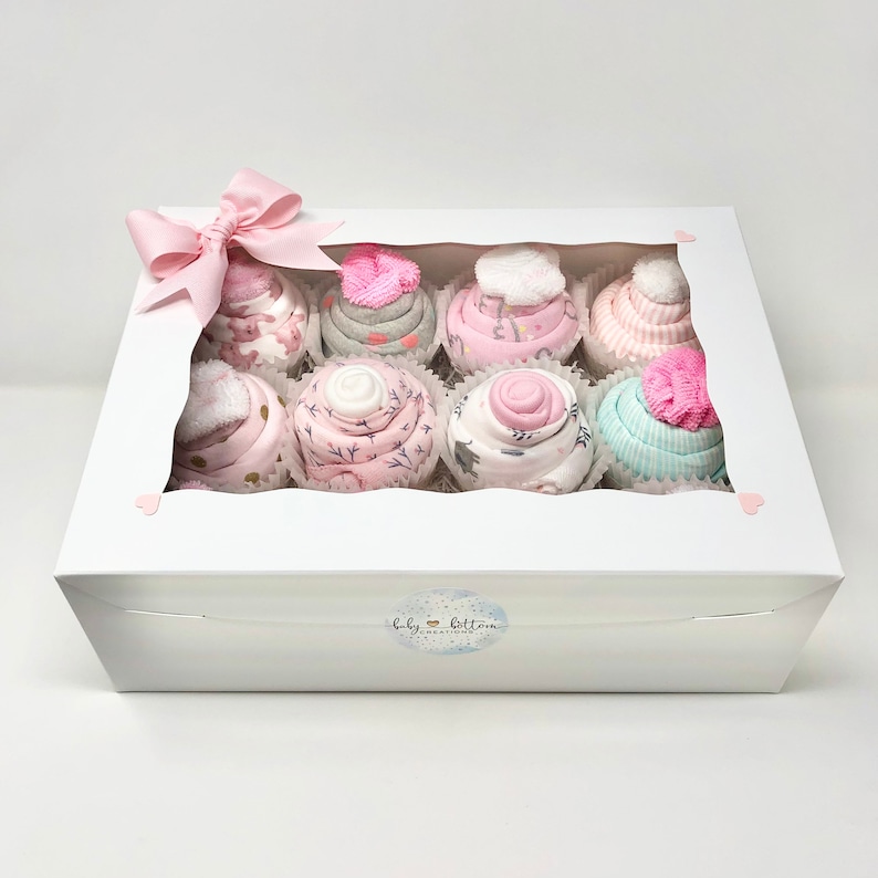 New Baby Girl Gift Onesie Cupcakes New Baby Gift Box Baby Shower Gift for Girl Unique Baby Shower Gift Gift for New Parents image 3