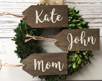 EXTRA LARGE Name Tags Stocking Tag Wood Tag Wood Gift Tag Place card Christmas Tag Christmas Stocking Name Tag Name Tag Decor Tag Wood Tag