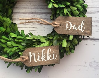 wood name place cards, wood place cards, wedding place cards, wedding name tags, seat assignment, party place cards Christmas gift tag