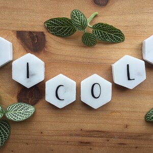 Personalized Marble Magnets Hexagon Geometric Magnets Marble Decor Marble Magent Carrara Marble Letter Magnet Name Magnet Custom Magnet bild 5