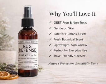 Natural Deet-free Bug Spray | Organic Insect Repellent 4 oz