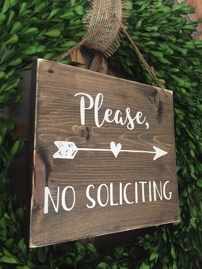 no soliciting sign with arrow front door please no soliciting etsy