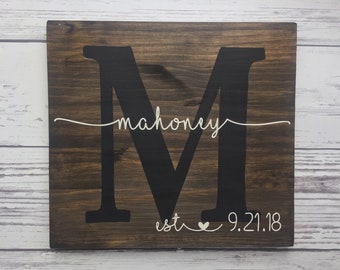 5th Anniversary gift, Wooden Anniversary gift Last Name Sign wood, Established Sign, Monogram Sign, Custom Name Sign, Personalized wood sign