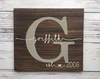 Last Name Sign Wood Sign, Established Sign, Personalized wood Sign, Wedding Gift, Anniversary Gift, Housewarming Gift, Wedding Sign Wood,