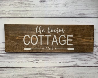 Personalized Cottage Wood Sign, Established Sign, Lake Sign, Last Name Plaque, Housewarming Gift, Cottage Sign Wood lake house sign