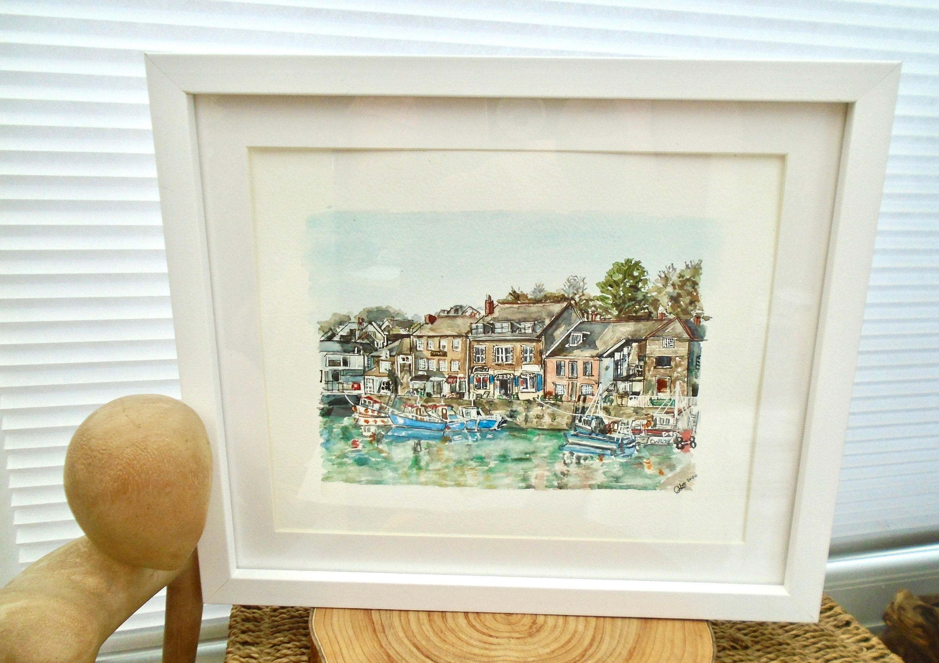 Padstow West Quay Harbour Watercolour Print Cornwall Cornish Etsy