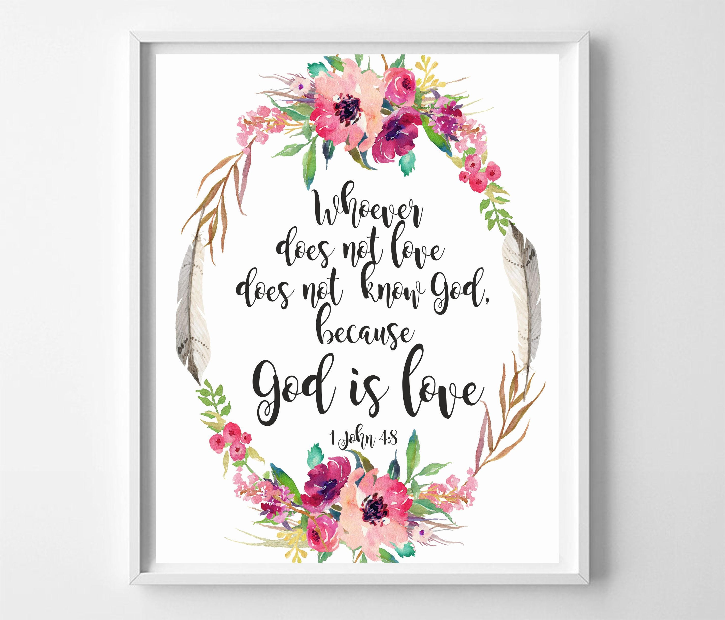 Bible verse 1 John 48 God is love Printable Bible quotes Etsy