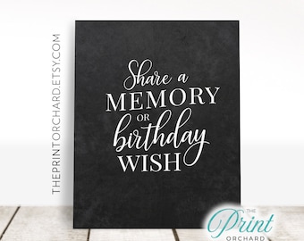 Condividi un ricordo o un segno di compleanno, Festa stampabile, Auguri di compleanno di gesso stampabili, festa di compleanno, condividi un segno di memoria, Buon Compleanno