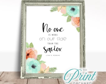 No One is More on our Side than the Savior - Lynn G Robbins Heaven is Cheering You On LDS Scripture Art Faith Christian Decor Don't Quit