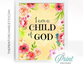 Child of God Print I am a Child of God Art Printable Nursery Christian Art, LDS Primary, Christian Nursery, Child Of God, Christian Nursery