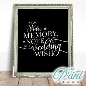 Wedding Sign, Wedding Printable, Share a Memory, Wedding Wishes Print, Bride & Groom print, Wishes for Mr and Mrs, Wedding Reception Decor
