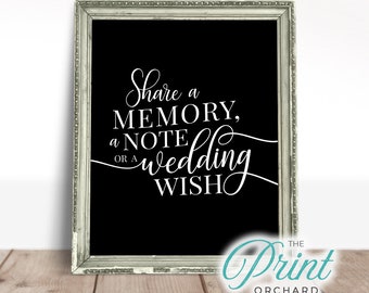 Wedding Sign, Wedding Printable, Share a Memory, Wedding Wishes Print, Bride & Groom print, Wishes for Mr and Mrs, Wedding Reception Decor