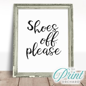 Quítese los zapatos, por favor, firme la decoración del hogar imprimible, quítese los zapatos, señal de bienvenida a los invitados, arte de pared, impresión de pared de entrada, arte de letrero de baño