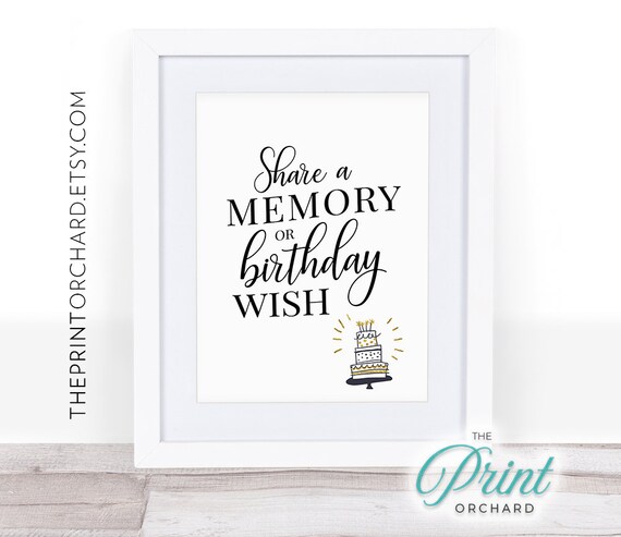 Share a Memory Printable Sign and Card Set | Birthday Wishes | Words of  Love | Wedding | Anniversary | Gold Geometrics | INSTANT DOWNLOAD