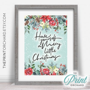 Lassen Sie sich einen kleine fröhliche 5 x 7 Karte druckbare Urlaub Kunst Weihnachten weiße Weihnachten Weihnachtslieder druckbare Wand Art Holiday Geschenk