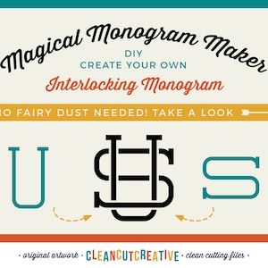 SVG Interlocking Monogram font svg intertwined entwined monogram diy toolkit vine knot monogram cutting files SVG DXF Cricut & Silhouette