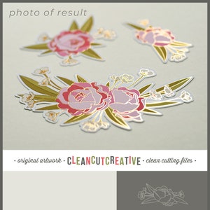 SVG Folie Quill Blumen Svg Druck | Folie | Schnitt-Designs für Cricut Silhouette Scan n Schnitt | einzeilige Skizze Datei zeichnen fcm wrmk folie Pfingstrosen