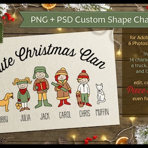 Süße Weihnachten Clan Photoshop Clipart Version Sublimation digitale Scrapbook | Familie Charaktere Menschen LKW Stick Figur psd png ClipArt