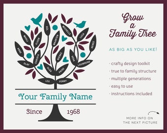 SVG Family Tree svg grandparents svg wedding anniversary svg diy genealogy offspring - Cricut & Silhouette Studio - commercial use cutfiles