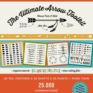 Arrow Toolkit SVG Arrows svg arrow monograms svg arrow frames svg Feathers svg boho tribal dreamcatcher DXF EPS Cricut & Silhouette Studio image 1