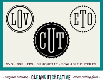 SVG Round 3 letter Monogram Font svg DXF EPS - Modern Fashion Style - for Cricut and Silhouette Cameo - digital cut files - commercial use