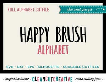 Full Alphabet SVG Fonts Cutfile - Fun Happy Brush cricut font DXF EPS Cricut & Silhouette Cameo- commercial use clean cutting digital files