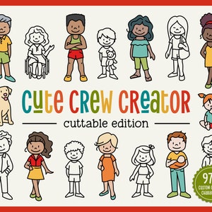 Stick figure svg | Cute Crew Creator cuttable CUSTOM FAMILY PORTRAIT | people cartoon characters | Cricut Silhouette commercial use design