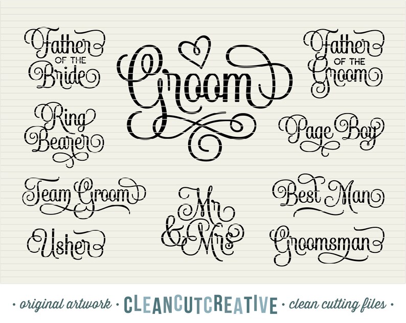 Download Stencils Templates Svg Groom Bridal Party Svg Wedding Svg Groom Svg Groomsmen Svg Usher Best Man Bachelor Page Boy Svg Team Groom Svg Dxf Png Cricut Silhouette Drawing Drafting