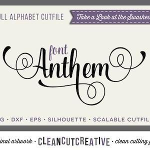 Full Alphabet SVG Fonts Cutfile - Fancy Script cricut font DXF EPS - Silhouette Cameo & Cricut - uso comercial com corte limpo de arquivos digitais
