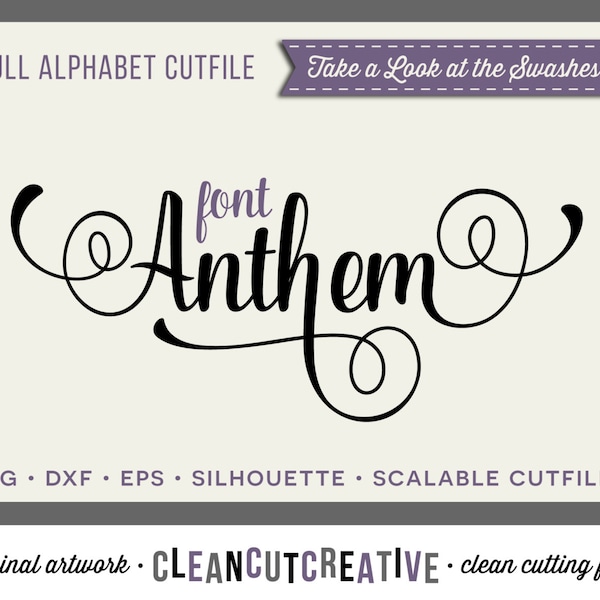 Full Alphabet SVG Fonts Cutfile - Fancy Script cricut font  DXF EPS - Silhouette Cameo & Cricut - commercial use clean cutting digital files