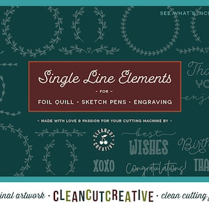 Foil Quill | Esboço | Escrever | Gravar | Relevo | Elementos de design SVG de linha única PACOTE para Cricut Silhouette Brother SnC | uso comercial