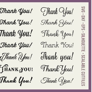 14 svg THANK YOU svg Words Add Ons Thank You card svg TIME Savers dxf eps png for Cricut & Silhouette Studio clean cutting files image 1
